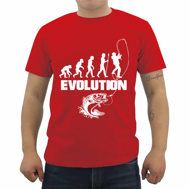 Fishinger Evolution, летняя мужская футболка с коротким рукавом, хлопковая футболка, повседневные мужские футболки для фитнеса, топы, футболки, уличная одежда