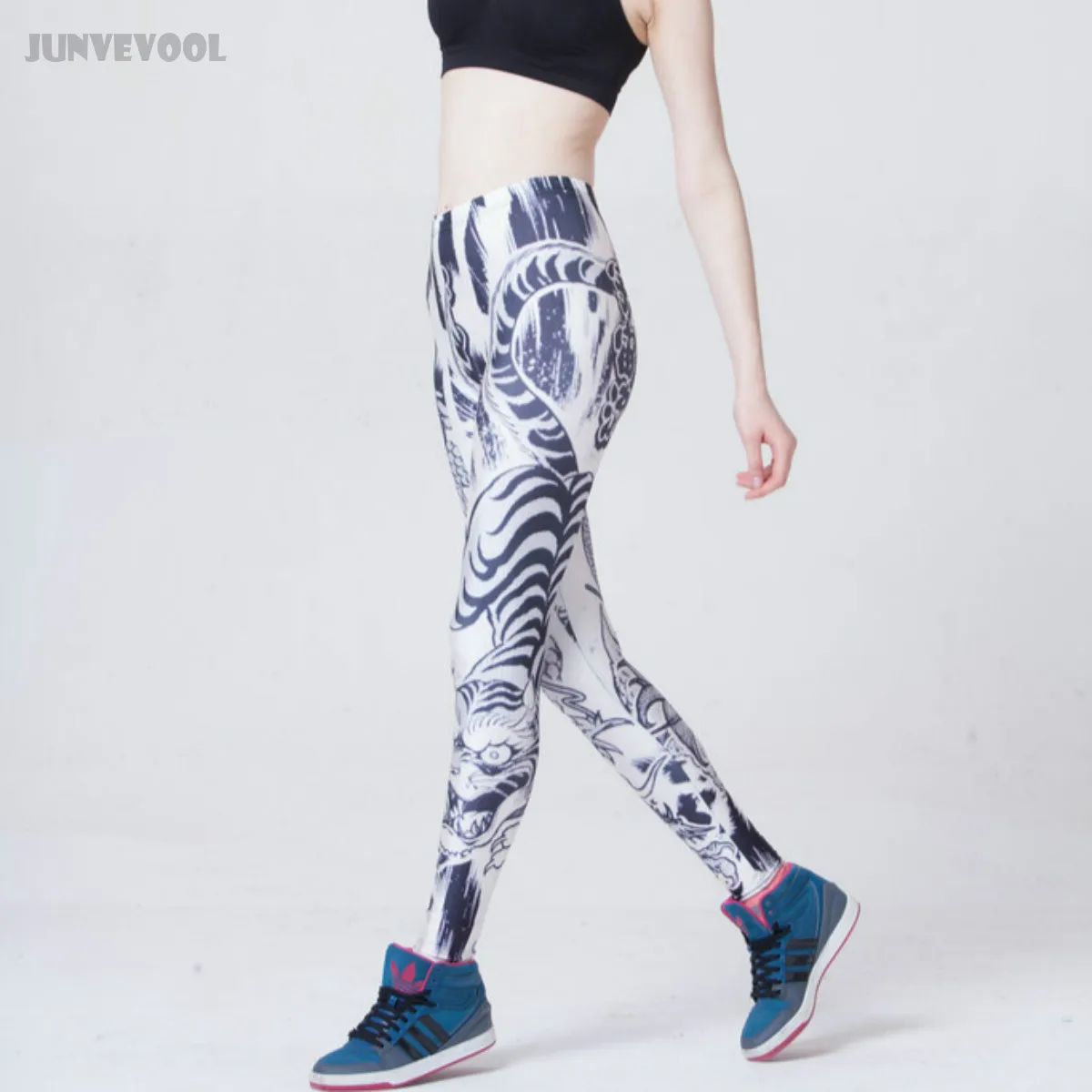 Обтягивающие штаны для женщин с рисунком тату белые брюки сексуальные