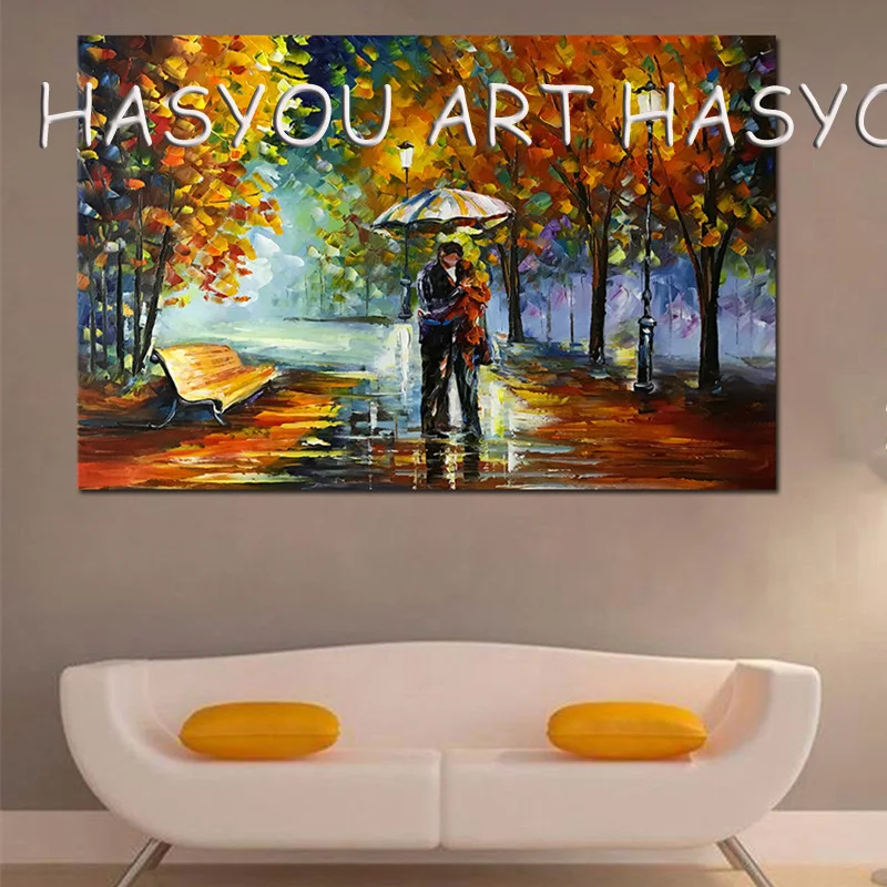 HASYOU 100% ручная роспись Картина маслом украшение дома высокое качество пейзаж нож