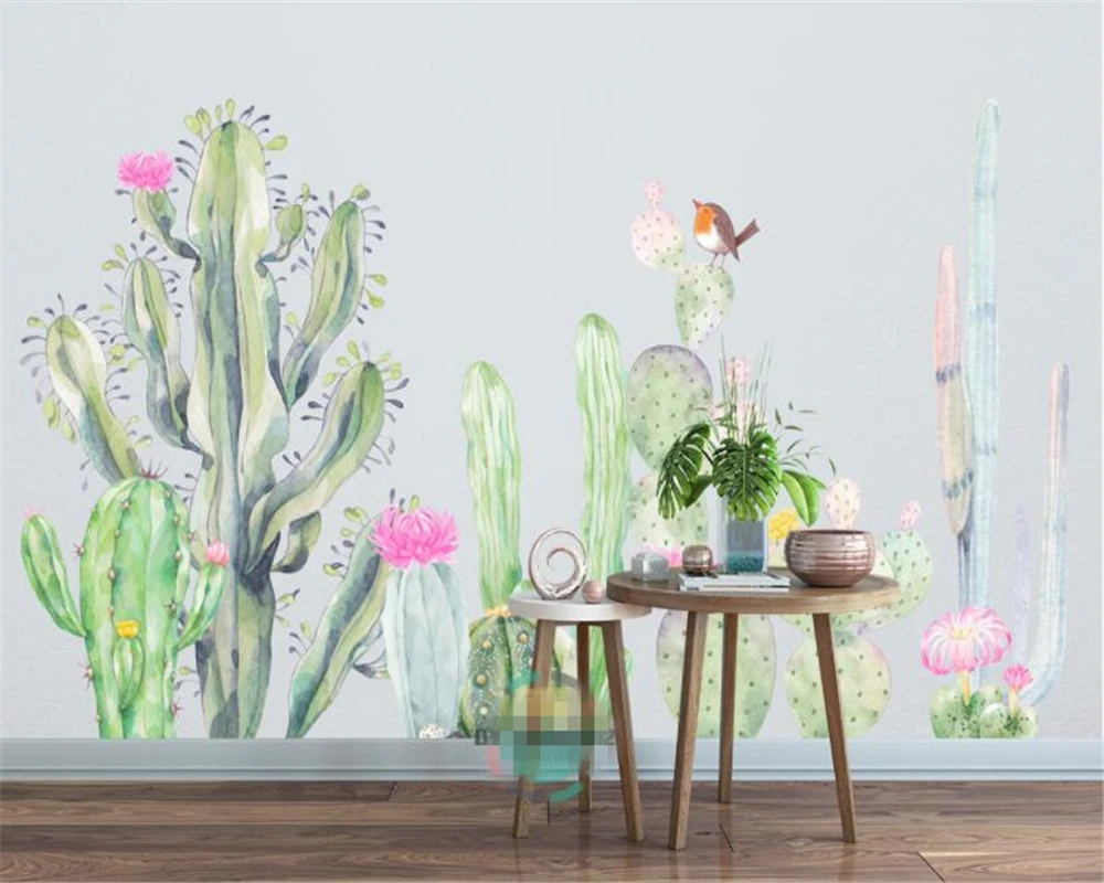 Современные обои для гостиной с изображением кактуса 3d обои|3d wallpaper|fashion