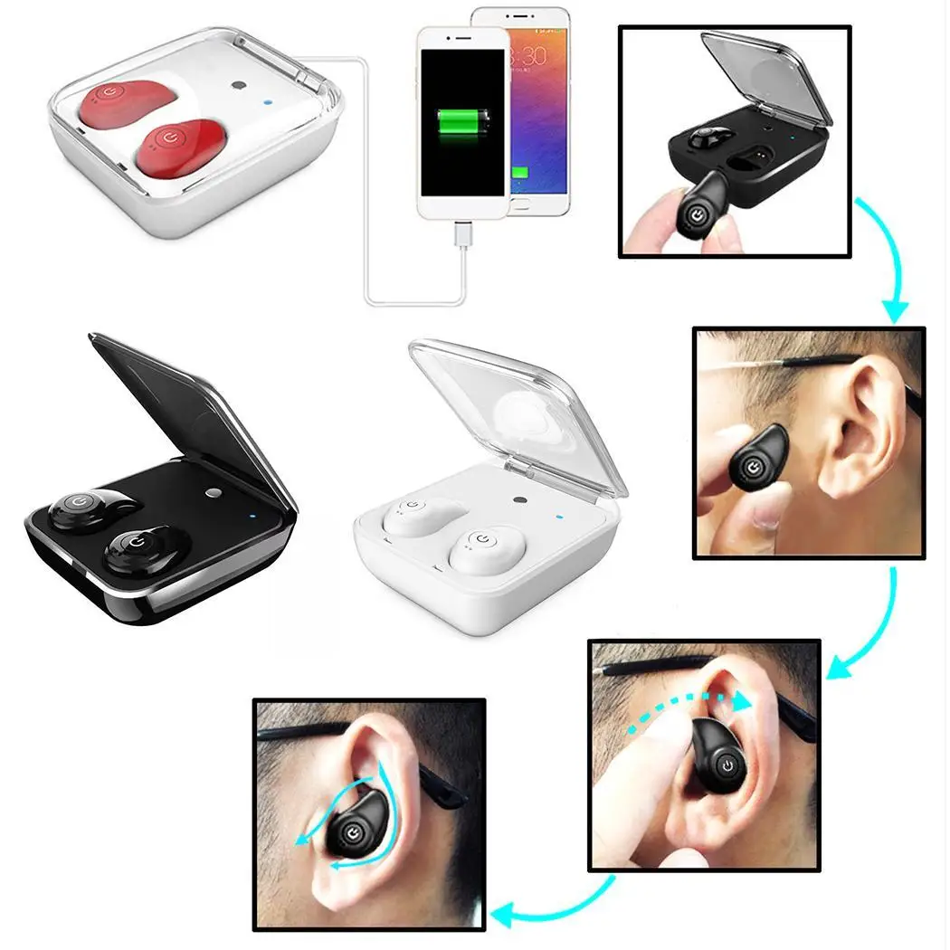 Portable Bluetooth 4.2 Wireless Mini Binaural Sports Headset with Charging Compartment | Электроника