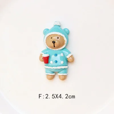 5 шт. полимерные Стразы плоские с оборота кабошон Kawaii с рисунком рождественского медвежонка с плоской задней частью кабошоны из смолы для телефона бантики "сделай сам" Скрапбукинг ремесла - Цвет: F
