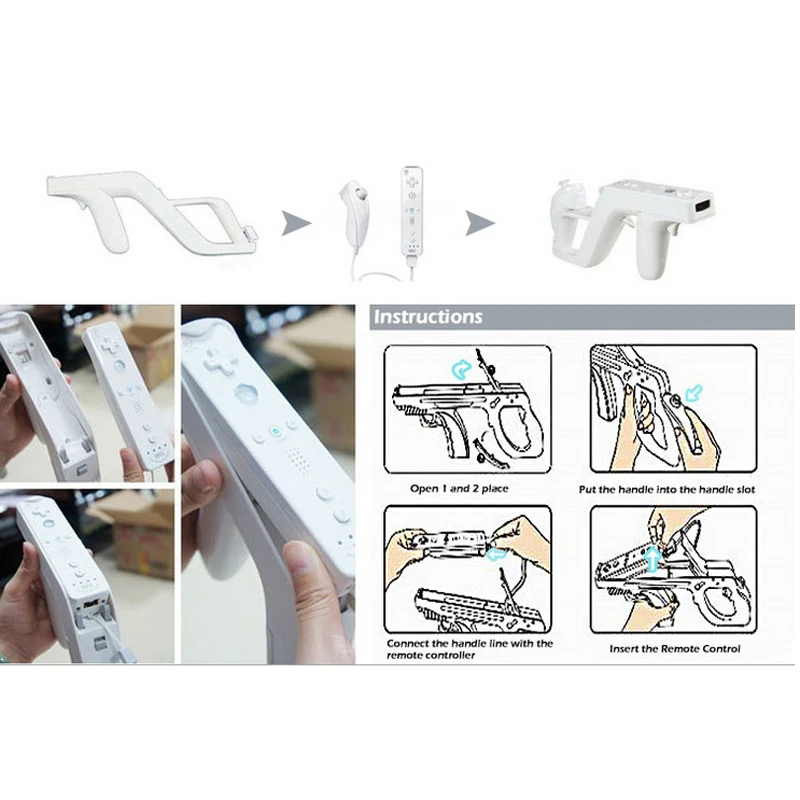 Zapper Съемный пистолет для стрельбы Nintendo Wii дистанционный правый левый Nunchuk