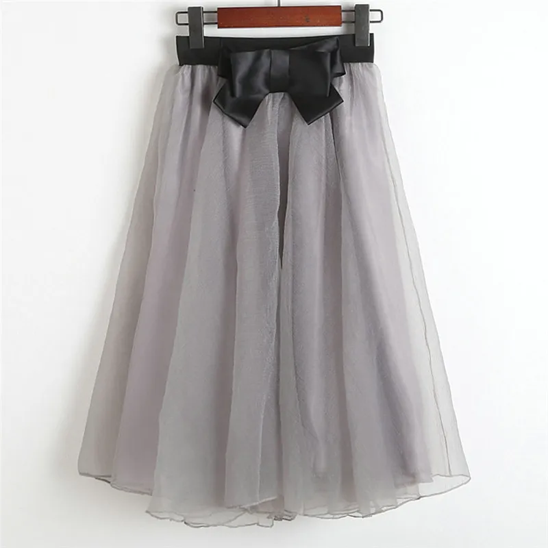 Neophil 2022 Vintage Black Pink Tulle High Waist Bow Midi Skirts Girls Women Organza Mesh Pleated Ball Gown Fluffy Jupes S08014