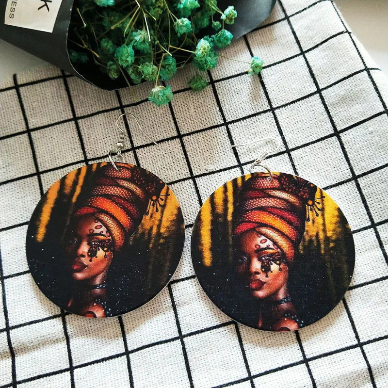 Богемные деревянные Африканские Бабочки Черная Корона королева рок серьги