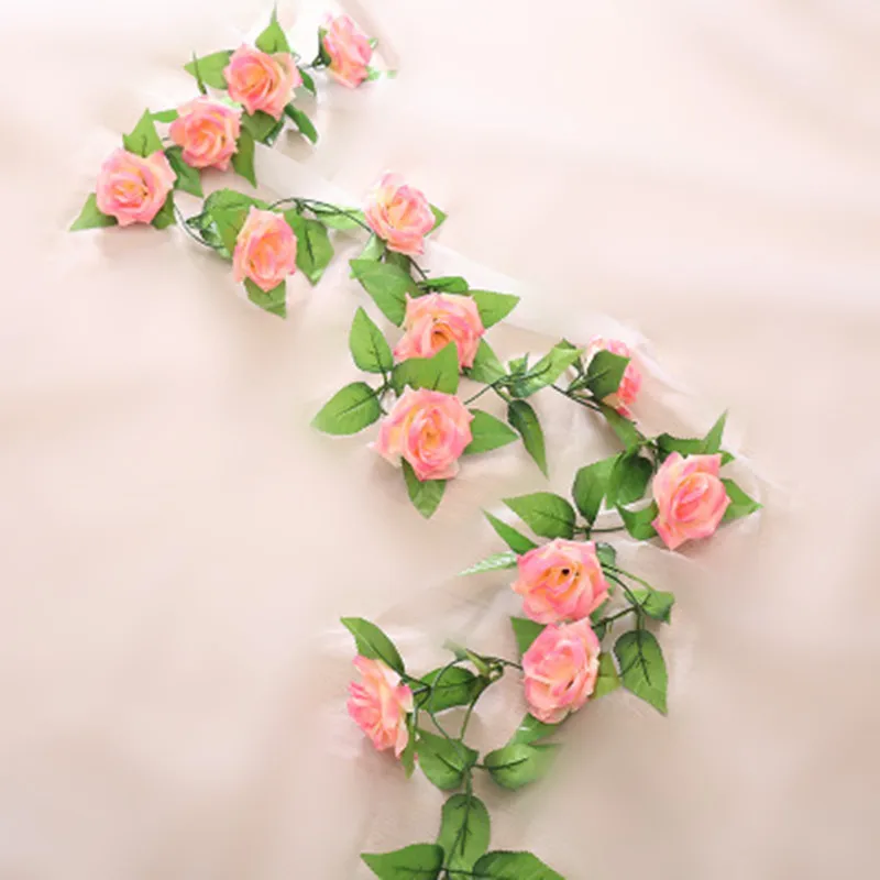 sunset 13 fllowers 2,5 м искусственная Цветочная Гирлянда плюща искусственная Виноградная лоза Листья лозы листья для дома вечерние украшения для домашнего интерьера Свадебный декор - Цвет: sunset