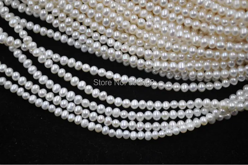 

wholesale 5 strands 3.5-4mm genuine white freshwater cultured pearl lots