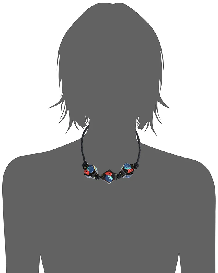 Resin geometric choker necklace handmade painted beaded necklaces for women colorful enamel art rope short necklace eManco
