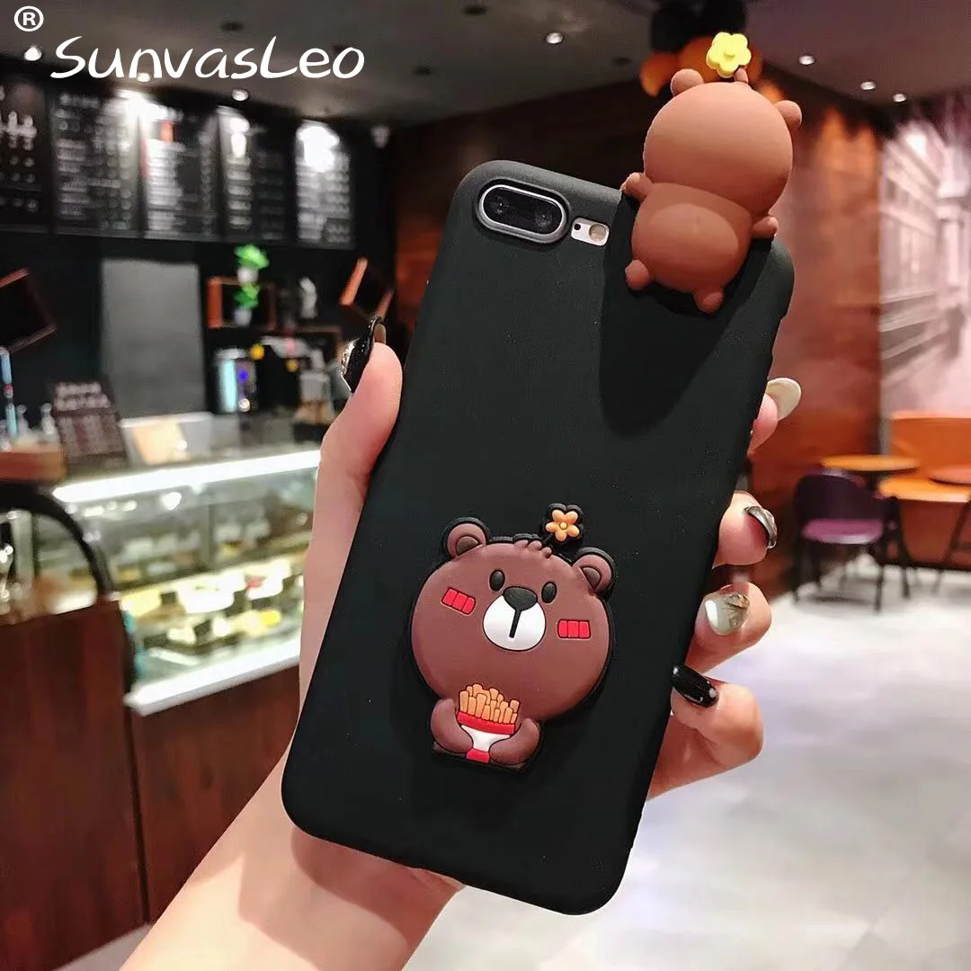 3D мультфильм животных мягкий чехол для телефона для Xiaomi A1 A2 F1 для Xiaomi Redmi 4A 4X5 5A Note4X S2 Y2 Redmi 5 Plus Note5Pro Note6 - Цвет: Black Bear