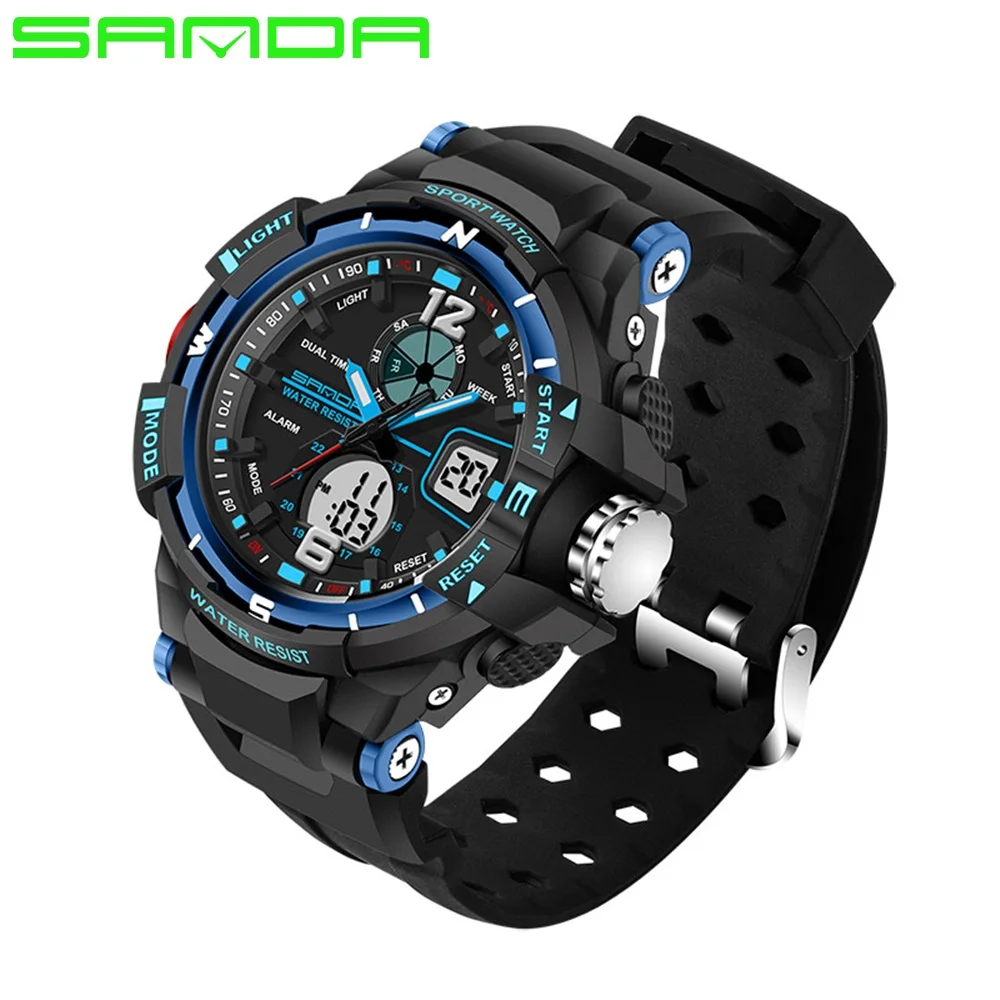SANDA брендовые Детские спортивные часы светодиодный электронные кварцевые