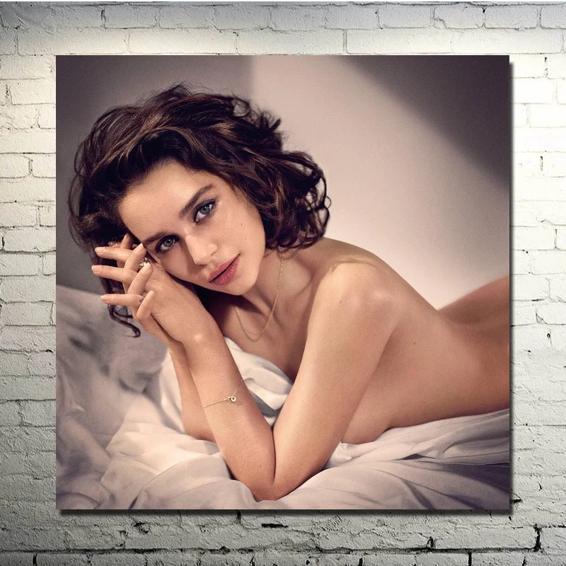 Emilia Clarke в стиле шелковая ретро плакат из ткани и печать Настенная картина Картина