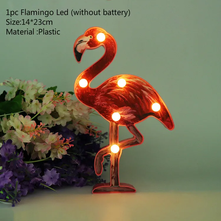 Flamingo Led Розовые украшения для дня рождения, свадьбы, фламинго, баннеры, блестящие топперы для кексов, воздушные шары из алюминиевой фольги, фламинго, вечерние принадлежности - Цвет: Flamingo Led