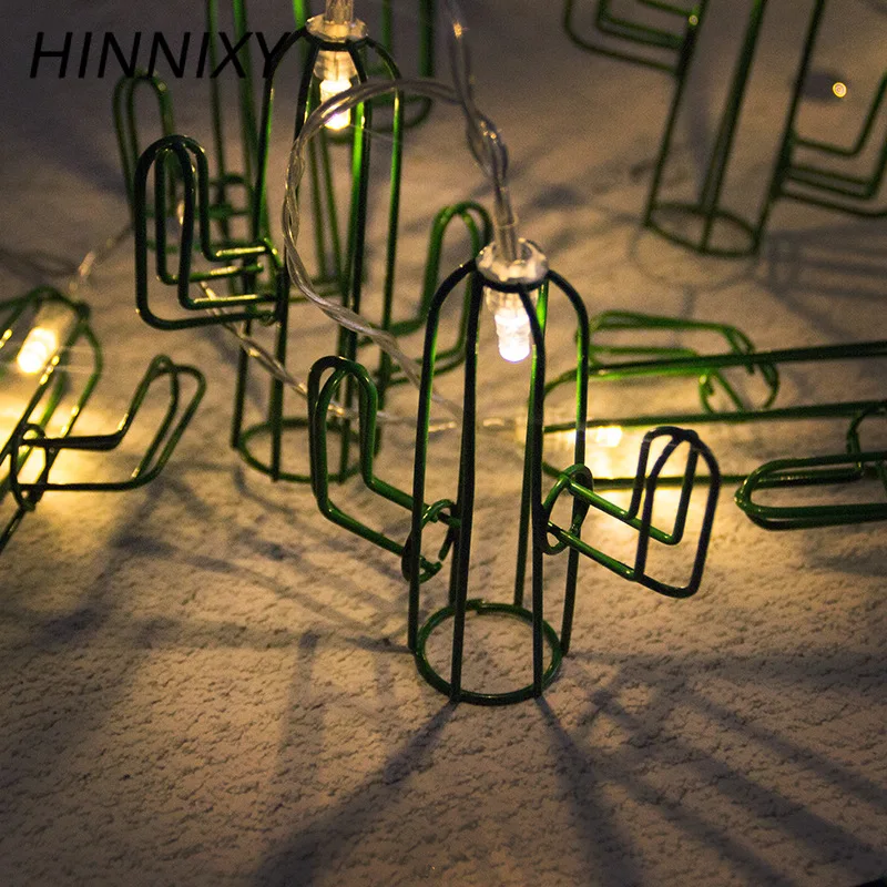 Hinnixy кактус струнная лампа зеленый Железный арт ночник Девушка Спальня украшение