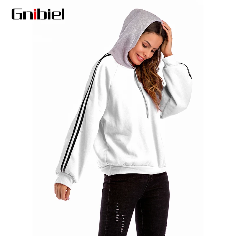 GNIBIEL Для женщин толстовки Oversize пуловеры балахон Женский Лоскутная Толстовка с