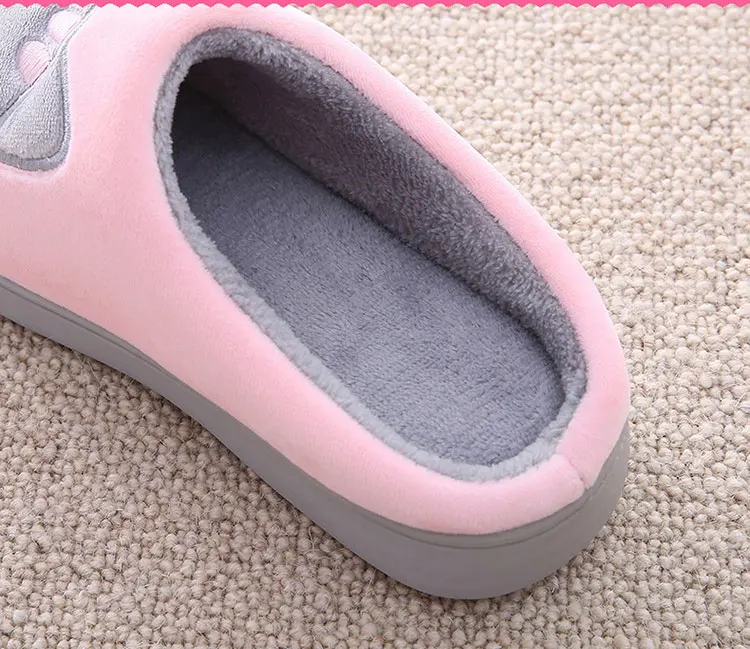 Милые домашние тапочки с принтом кота; короткие плюшевые теплые мягкие хлопковые женские тапочки; домашняя обувь для женщин; большой размер 45