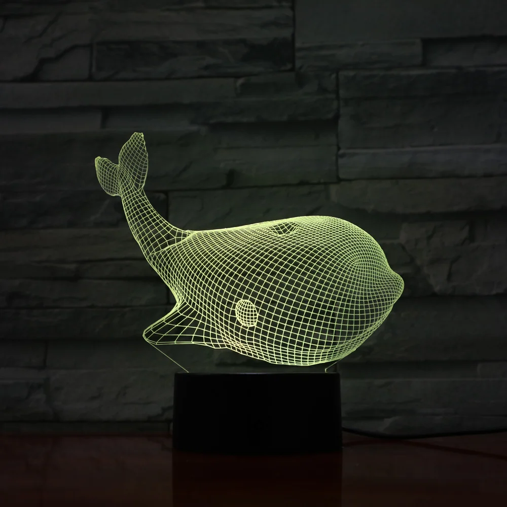 3D визуальные светодиодные ночники в виде Кита аксессуары для детской комнаты