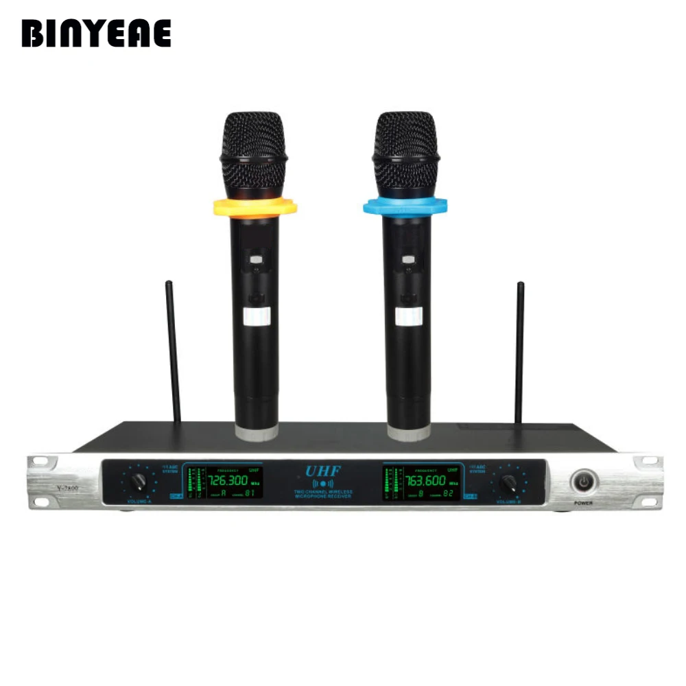 BINEAE Y 7800 двухканальные динамические беспроводные микрофоны 2 ручных с приемником
