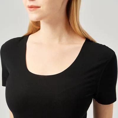 2019 Women's T-shirt Seamless Spring and Summer Short-sleeved Round-collar Casual Top Half-sleeved Small Shirt | Женская одежда
