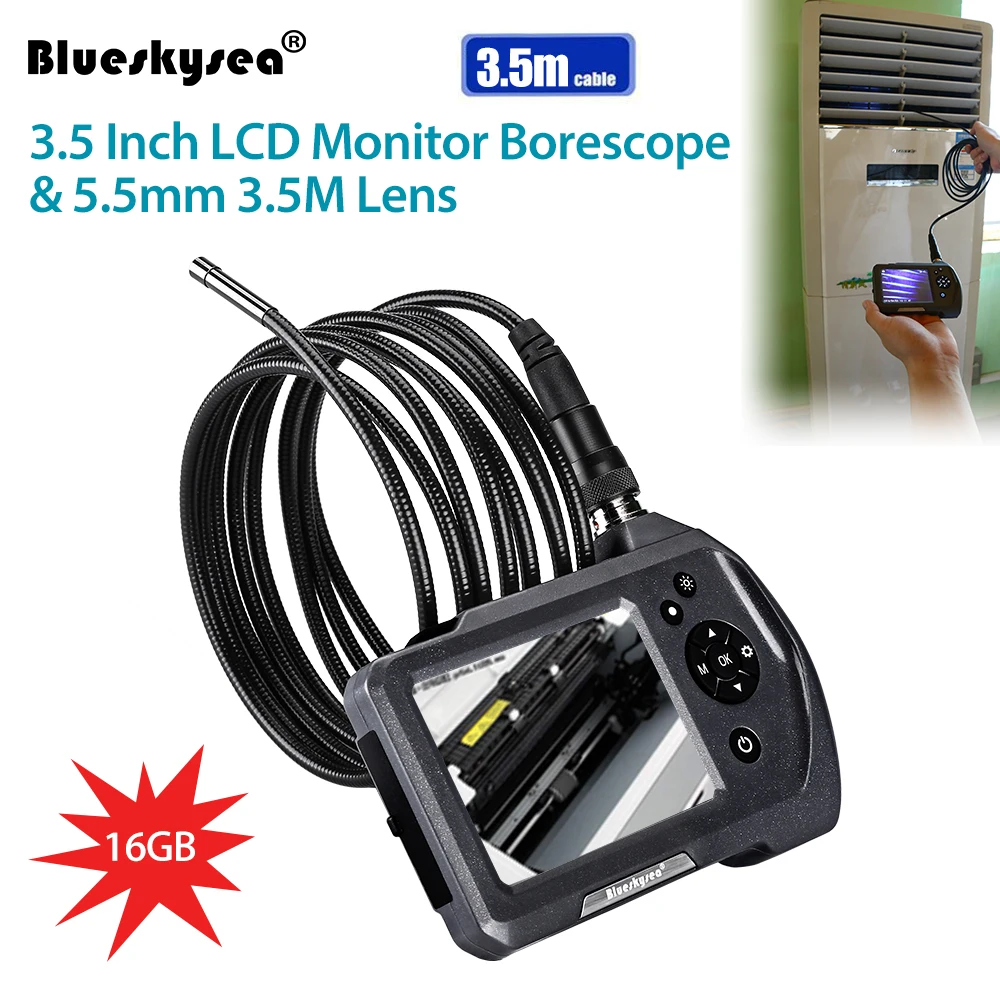 Blueskysea 3 5 &quotЖК дисплей NTS150 мегапиксельная VGA мм эндоскоп 16 Гб бороскоп 6