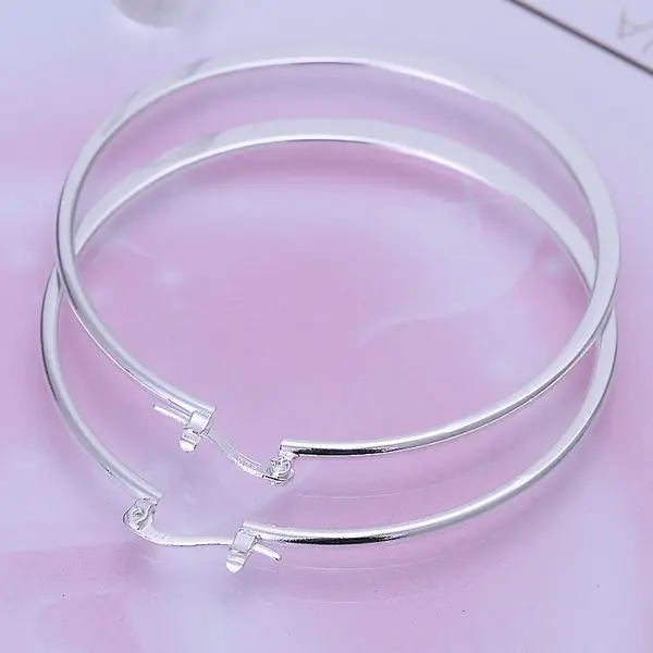 925 ювелирные изделия посеребренные модные для женщин плоские круглые серьги E043