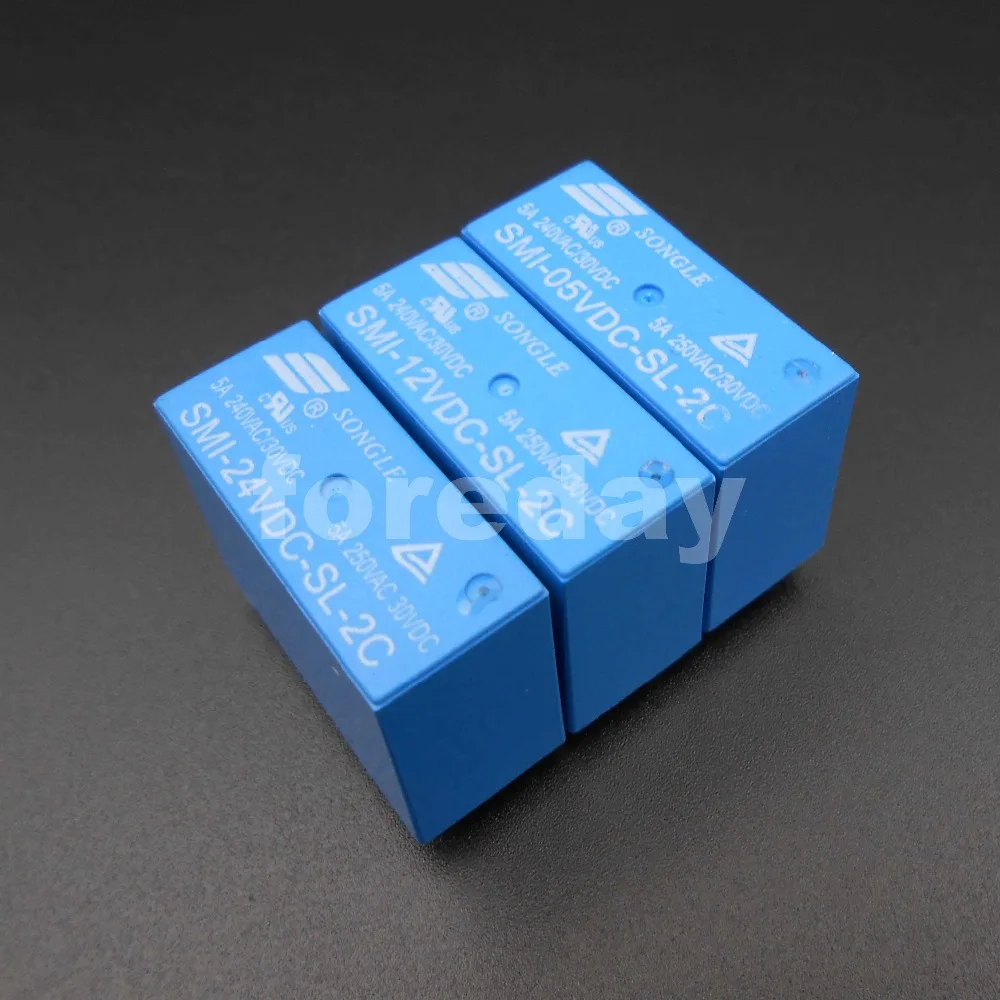 Фото 5 шт. SONGLE силовое реле SRS PCB 8 Pins 5A 10A 5V 12V 24V фотосессия 5 шт./лот * Φ №1