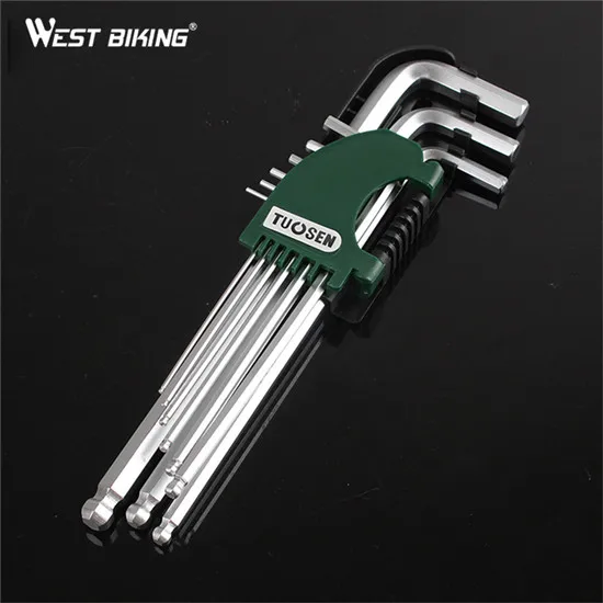 WEST BIKING, 9 шт., набор метрических шестигранных ключей с длинной рукояткой, шестигранный ключ 1,5-10 мм, шестигранный торцевой ключ, наборы шаровых головок, l-образный шестигранный ключ - Цвет: lengthen