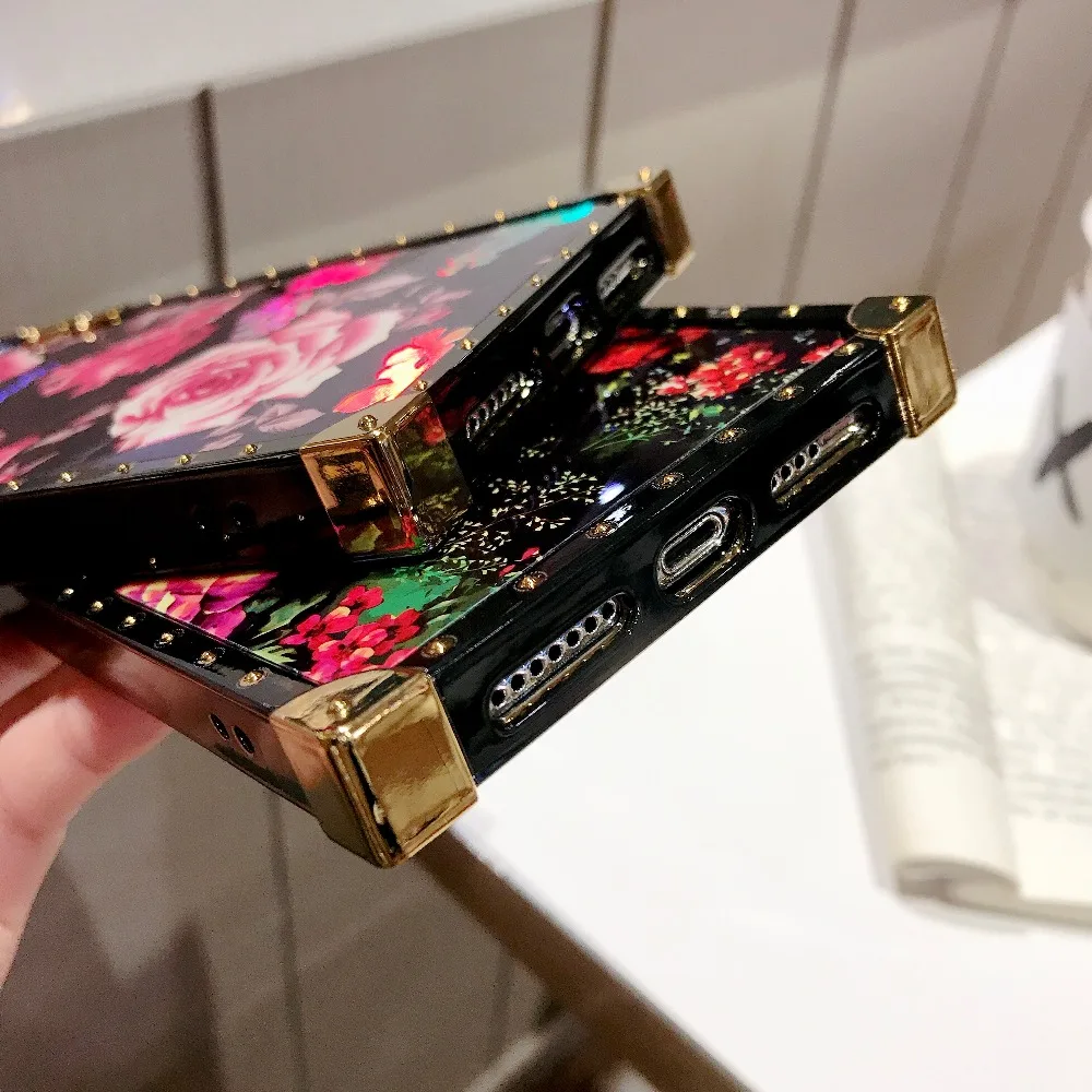 ORYKSZ Роскошные цветы металлик ювелирное глянцевый чехол для iPhone XS MAX XR X 8 7 6 S плюс