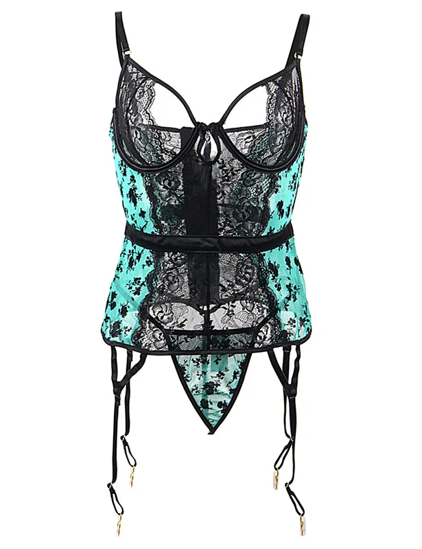 Green Babydoll Comeondear прозрачное кружевное сексуальное нижнее белье, трусики-пеньюар, женское эротическое нижнее белье, сексуальное дамское ночное белье, 5XL, RB80766 - Цвет: Green Babydoll