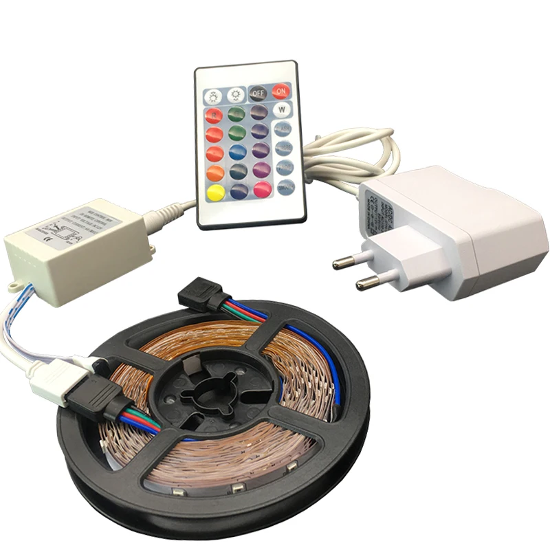 Светодиодная лента RGB 12В 2835 5 м DC 60LED/M водонепроницаемая лампа Диодная Fleible 3528 для