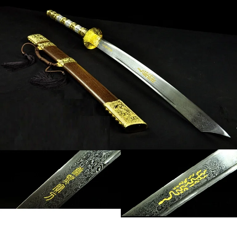 Дамасское складное стальное лезвие высококачественный Китайский Меч KANG XI BAO DAO