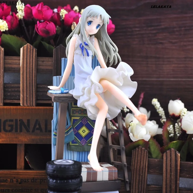 Аниме Anohana Honma Meiko Menma белое платье Сидящая версия модели ПВХ Аниме Фигурка модель сексуальная фигура кукла абсолютно новая