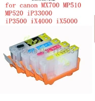 pgi 5bk cli 8c m y refillable ink cartridge for canon pixma mx700 mp510 mp520 ip3300 ip3500 ix4000 ix5000 4 color with chip