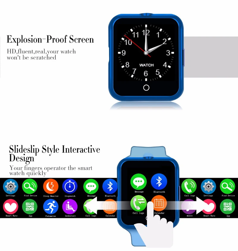 Умные часы с Bluetooth для телефонов IOS Android Поддержка SIM / TF Мужские Женские Детские