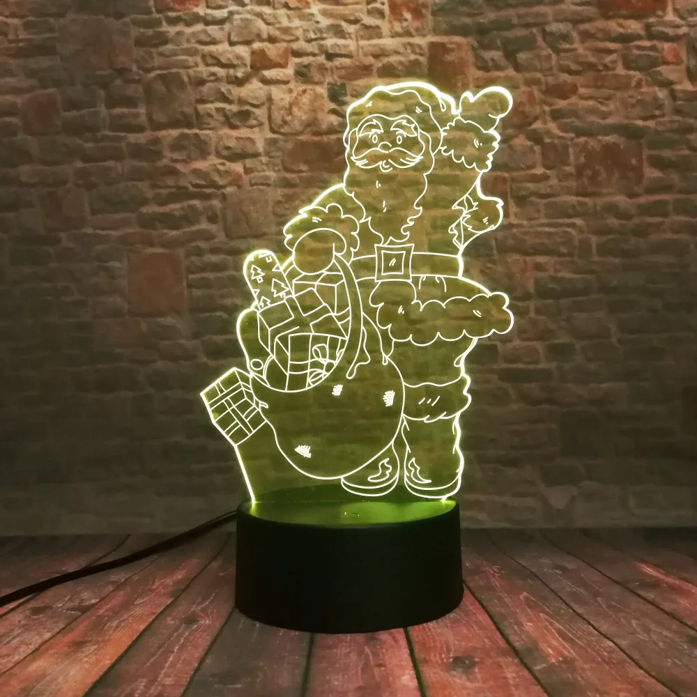 Hello Smile подарки Санта Клаус удача RGB Led 7 цветов Изменение ночные светильники