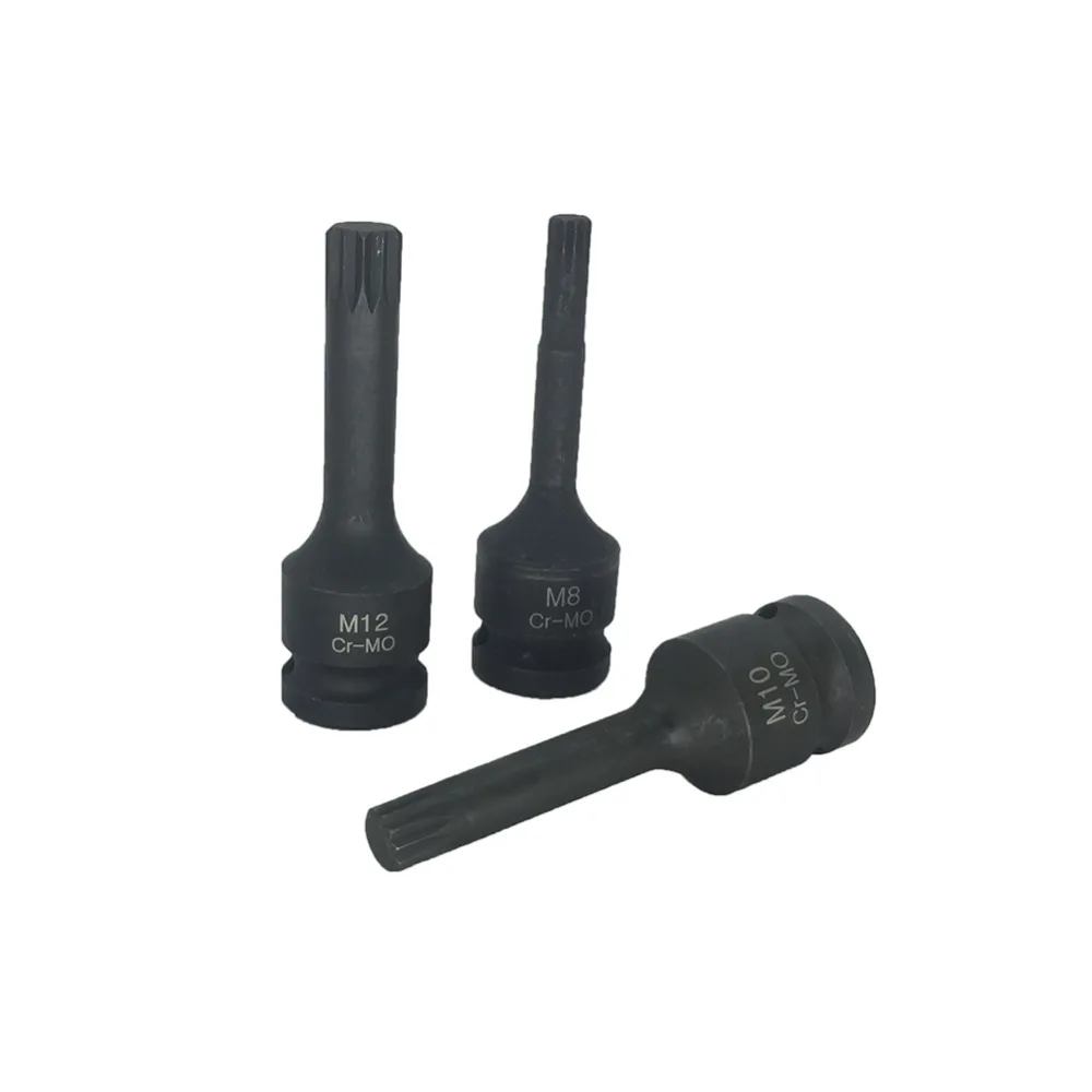 7Pcs 1/2&quot Drive Impact Spline Bit Socket Set Multifunctional Cr-Mo M5 M6 M8 M10 M12 M14 M16 Long Black Bits Sets | Инструменты