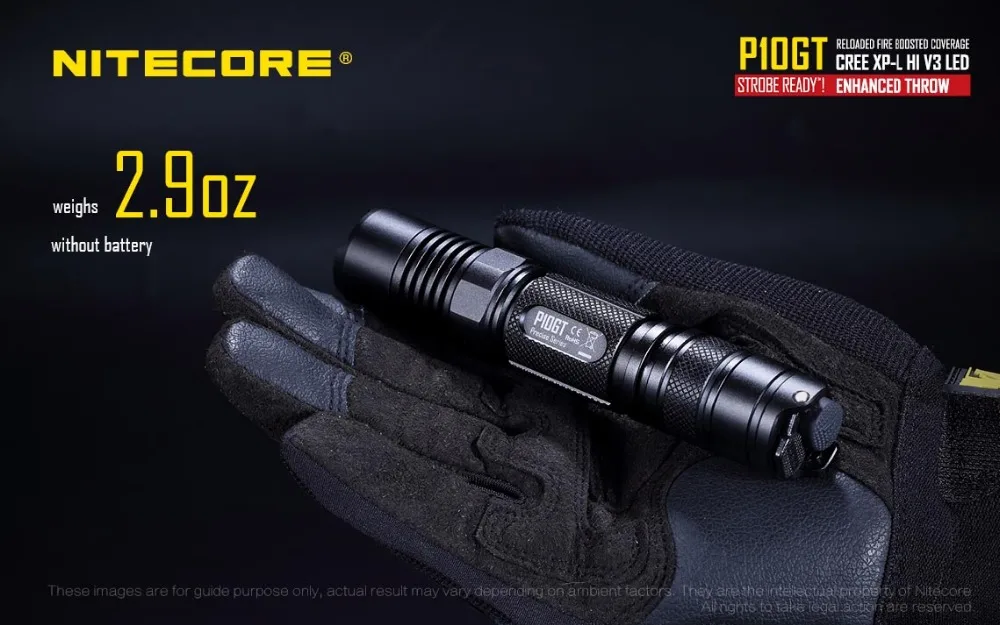 NITECORE P10GT CREE XP-L HI V3 900 люмен светодиодный фонарик с батареей NL1834 3400 мАч