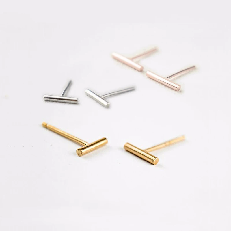 

Wholesale 10Pairs Simple Minimalist Studs Tiny Bar Earrings Copper Fashion Jewelry For Women Earrings Can Mix Color