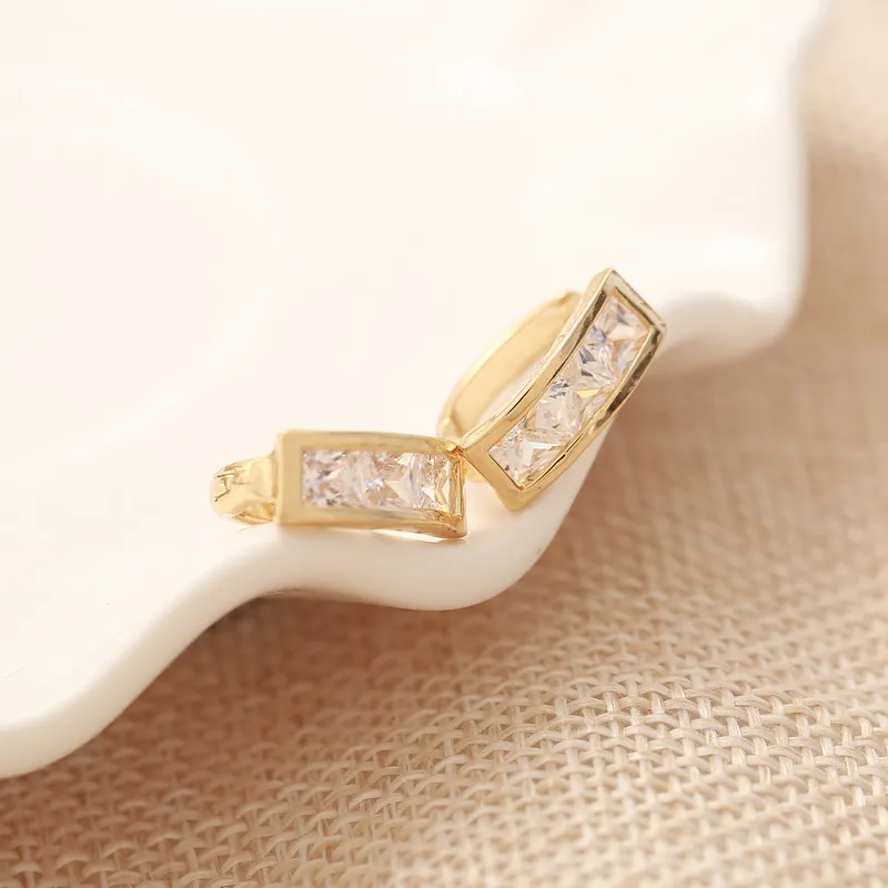 Wholesale Wedding Jewelry Delicate Mini Hoop Earring Gold Color Luxury Crystal Design Female | Украшения и аксессуары