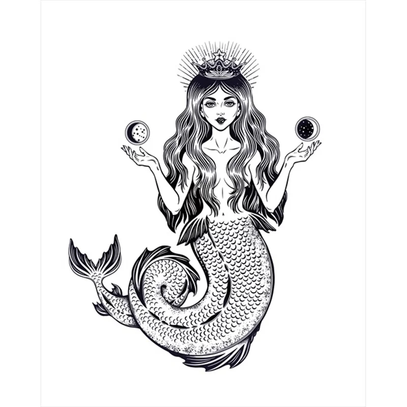 

Laeacco Canvas Calligraphy Painting Minimalism Posters and Prints Cartoon Mermaid Wall Art Pictures for Living Room Decoration