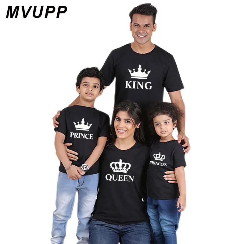 Семейная футболка наряды одежда король королева принцесса принц для папы мамы и