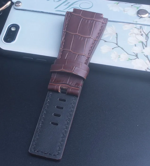 Brown no buckle Черный коричневый синий Аллигатор узор кожаный ремешок для часов Ремешок для Bell& Ross BR-01 и BR-03 черная пряжка - Цвет ремешка: Brown no buckle