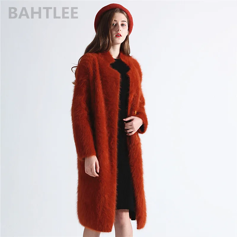 Зимние женские кардиганы BAHTLEE из ангоры с кроликом длинный свитер СВОБОДНЫЙ