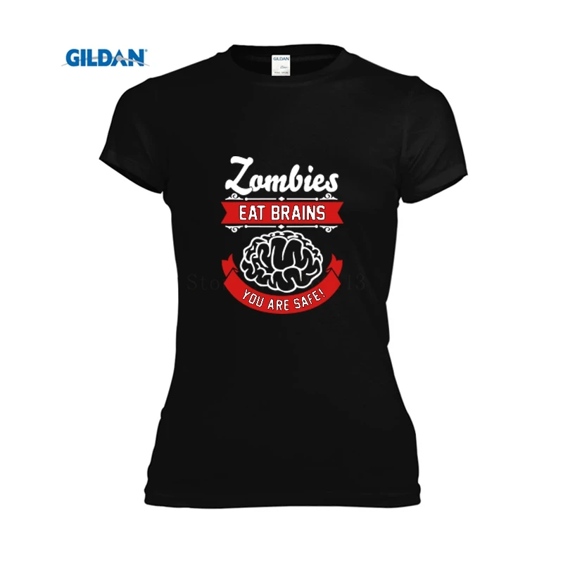 Одежда женская Футболки зомби едят мозги модный топ для женской одежды 2017