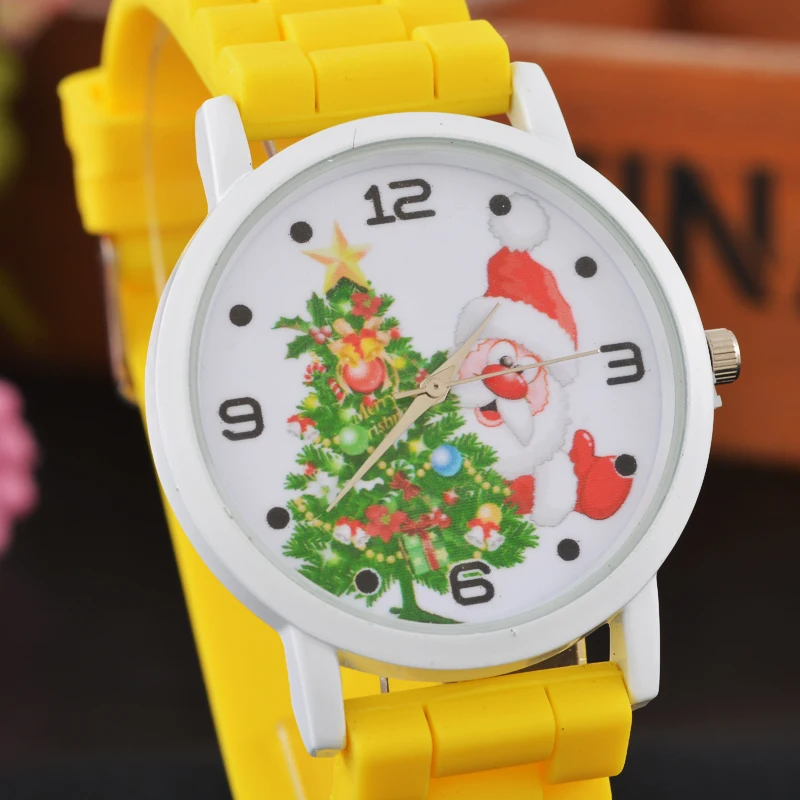 Женские часы с силиконовым ремешком рождественской елкой для пожилых женщин