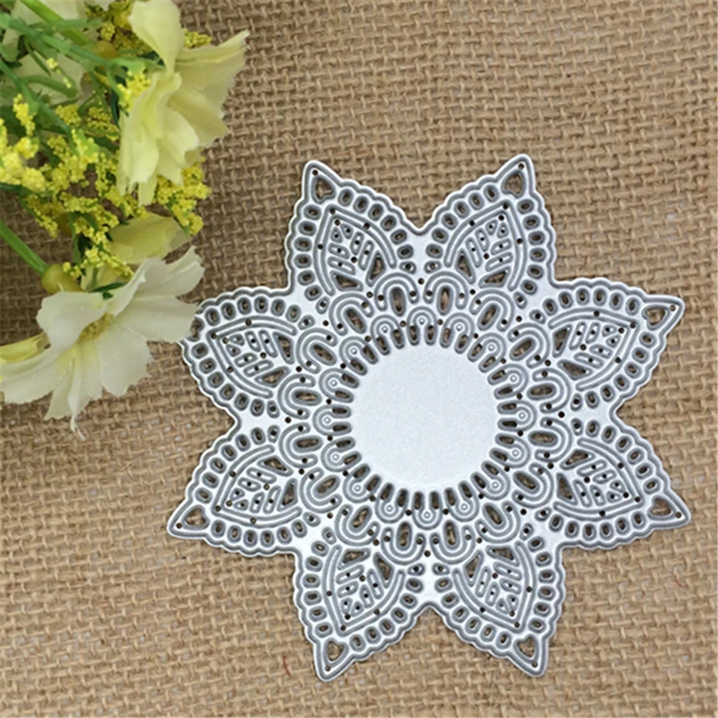 Цветочный круглый металлический трафарет для вырезания скрапбукинга