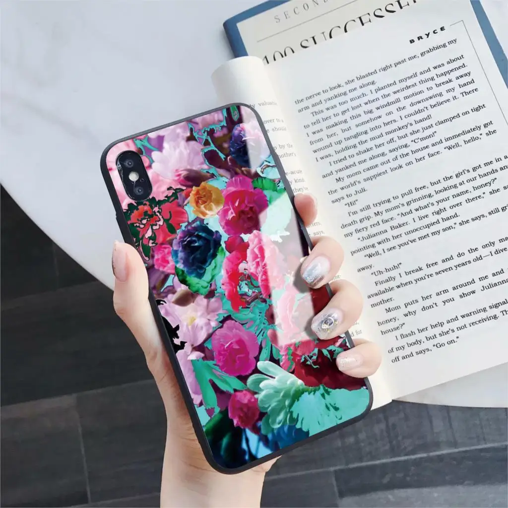 175 Акварельный чехол из закаленного стекла для телефона для iphone 5, 6, 7, 8, 6s, разноцветный цветок, 6s plus, 7 plus, 8 plus, x, xr, xs, xsmax - Цвет: 175