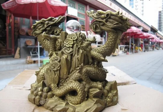 USPS в США S0157 Китайский Изысканный красный бронзовый медный фэншуй два дракона
