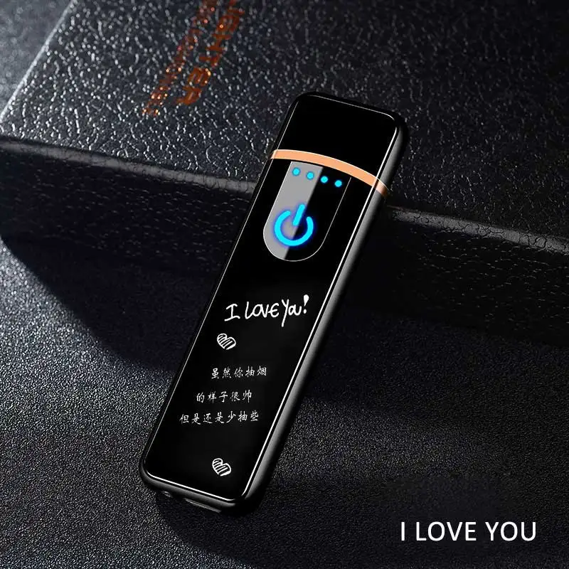 i love you Цинковый сплав прикуриватель датчик на ощупь экран Беспламенное ветрозащитное USB зарядка мужские подарки аксессуары для курения - Цвет: i love you