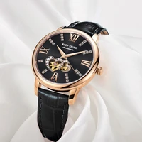 new reef tigerrt luxury fashion lady watches black dial diamond watch genuine leather strap montre femme rga1580