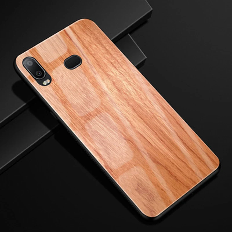 Для samsung Galaxy A6s текстура древесины закаленное стекло + мягкий край крышка для a6 s a6s